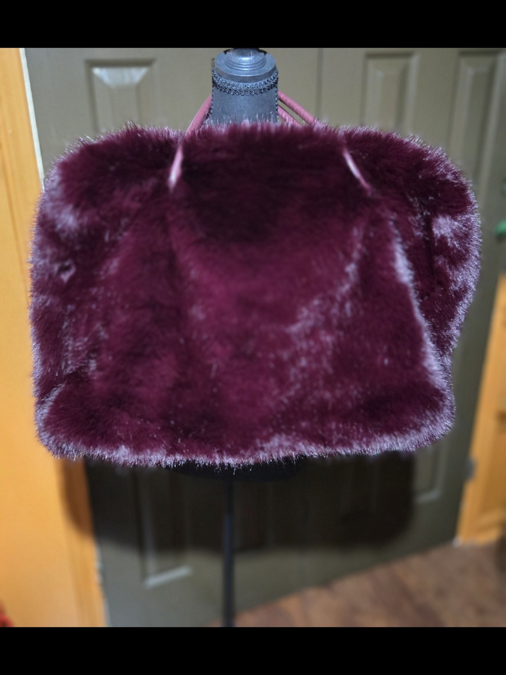 Plush Faux Fur Handbag in Deep Burgundy